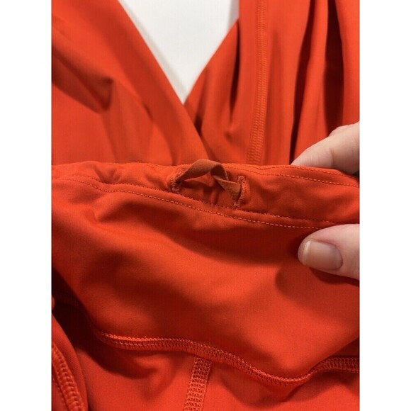 Athleta Velocity Stash Pocket Crop Leggings Bright Red Orange Medium Tall - Picture 10 of 15